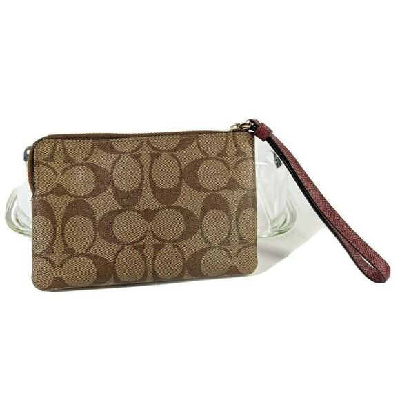 Coach Corner Zip Cherry Wristlet  Colorblock - Picture 2 of 12